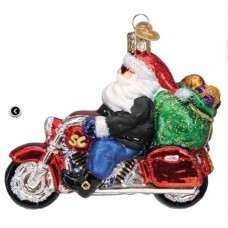 NEW - Old World Christmas Glass Ornament - Biker Santa